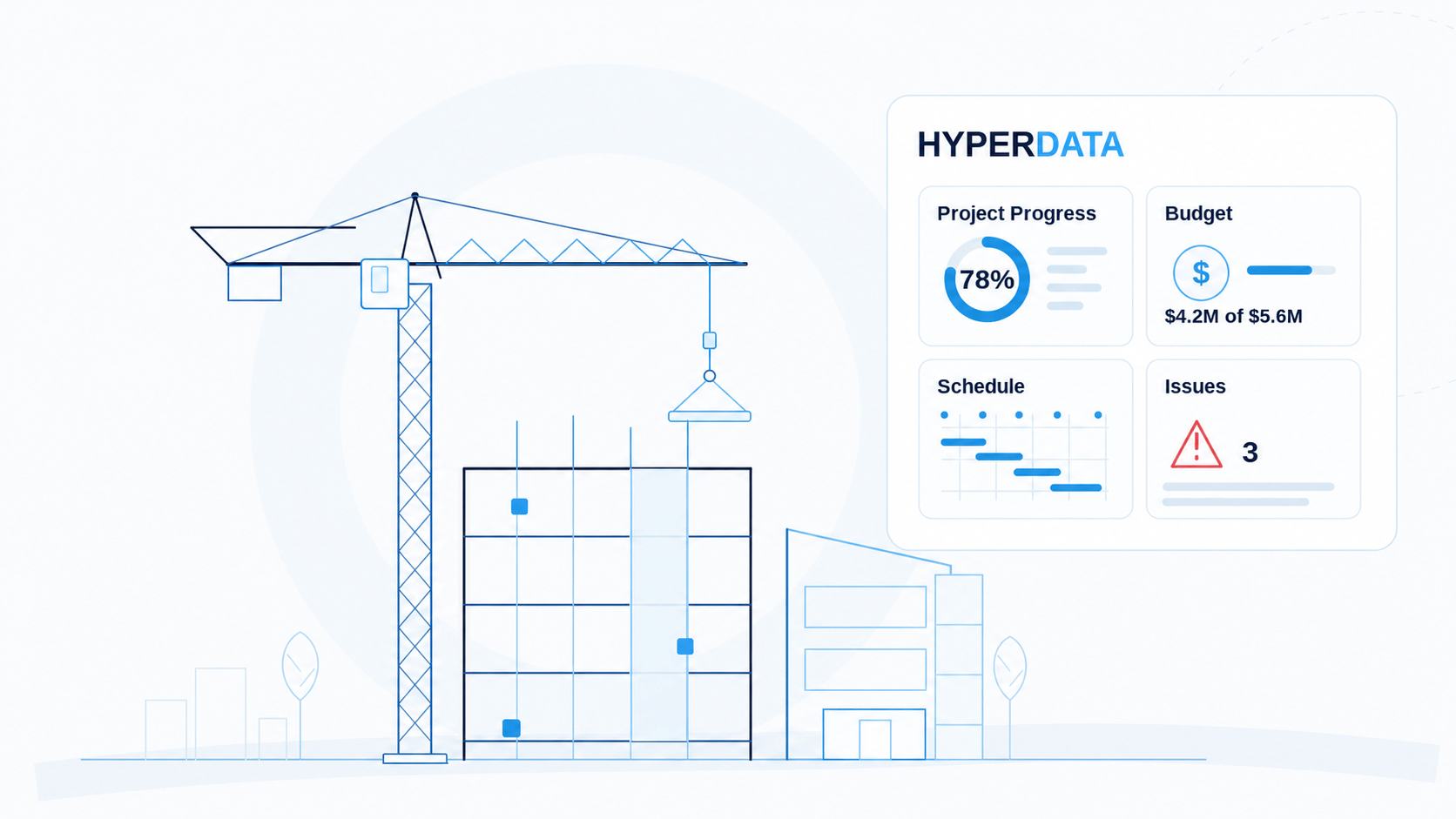 Minh họa giải pháp số và AI cho doanh nghiệp xây dựng của Hyperdata